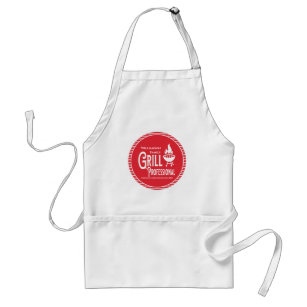 Barbecue BBQ Grill Professioinal Monogram Red Standard Apron
