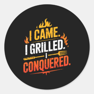 Barbecue bbq joke grill pit master chef smoker dad classic round sticker