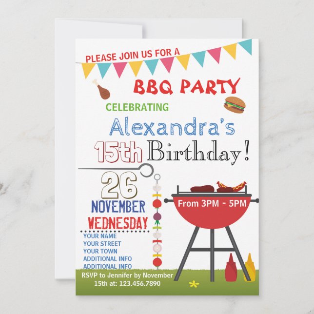 BARBECUE BIRTHDAY INVITATION FOR SNUBODY (Front)