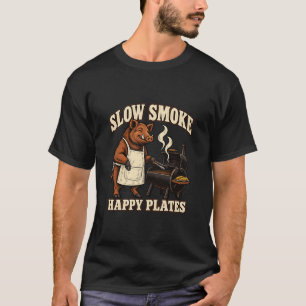 Barbecue Boar Slow Smoke Happy Plates T-Shirt