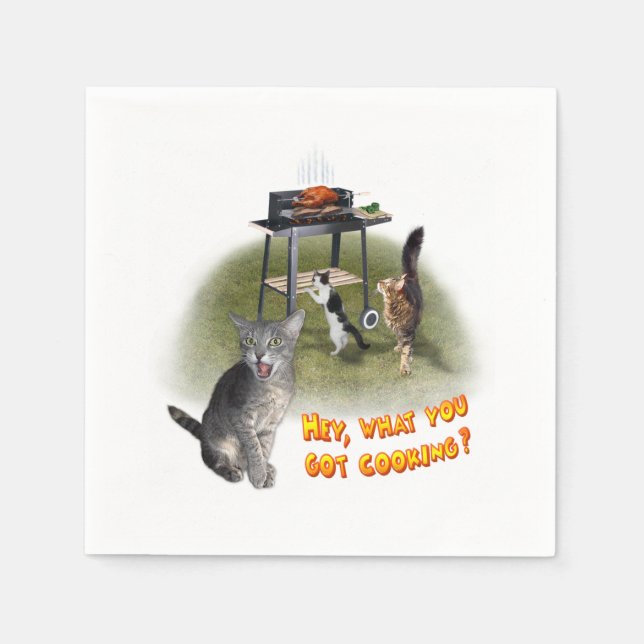 Barbecue Cats 😺 Napkin (Front)