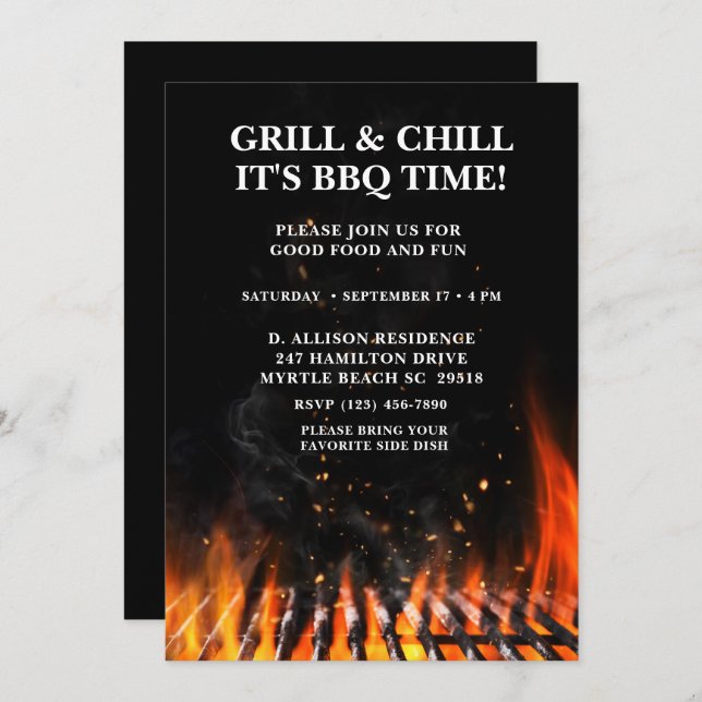 Barbecue Cookout Grilling Summer Invitation (Front/Back)