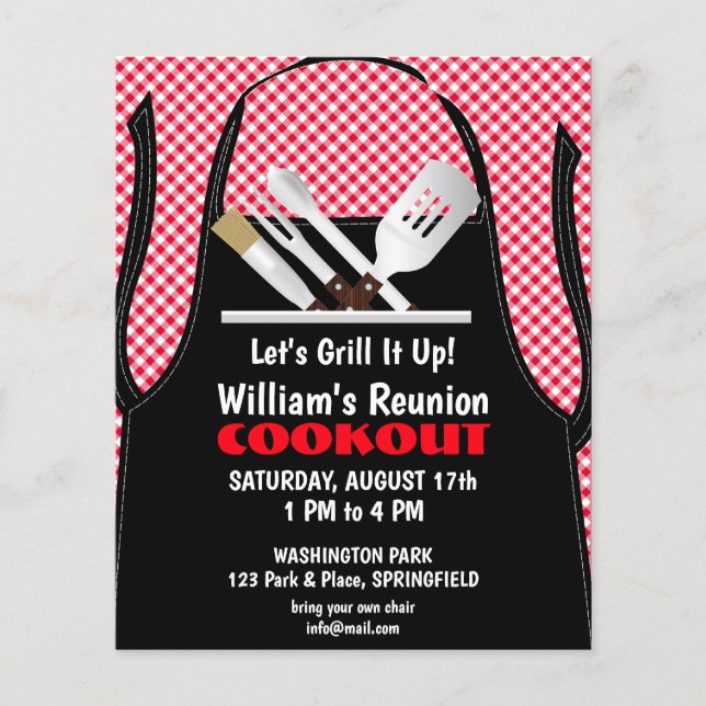 Barbecue Cookout Reunion Fast Food Gingham Flyer (Front)