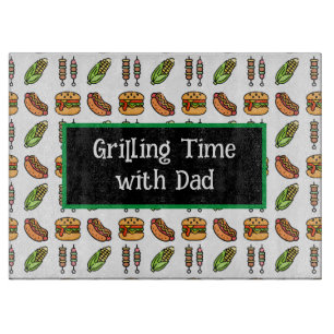 Barbecue Foods Hamburger, Hotdog, Shish Kabob Cutting Board