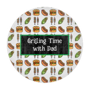 Barbecue Foods Hamburger, Hotdog, Shish Kabob Cutting Board
