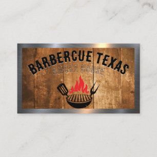 Barbecue Grill Fire Logo Wood and Metal Business Card
