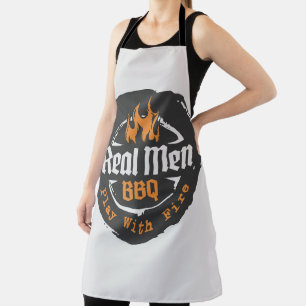 Barbecue Grill Grey Flames Real Men BBQ Apron
