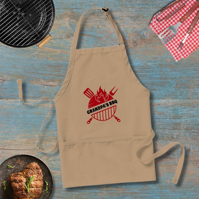 Barbecue Grill Master With Name Dad Grandpa  Standard Apron (Father's Day Grill Master Apron )