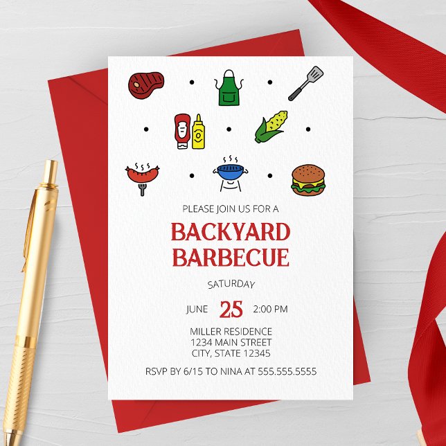 Barbecue Icons Party Invitation (Creator Uploaded)