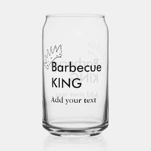 Barbecue king add name text men kitchen bakery can glass
