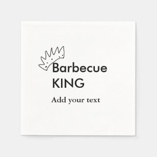 Barbecue king add name text men kitchen bakery napkin