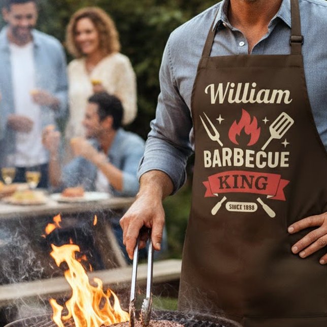 Barbecue King Custom Grill Apron -Personalize Name (Creator Uploaded)
