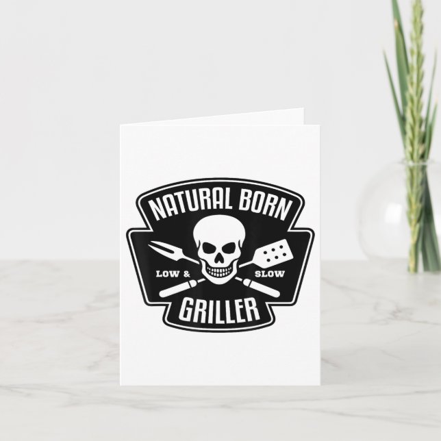 Barbecue Natural Born Griller Funny Grill Master G Card (Front)