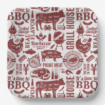 Barbecue Paper Plates, Grill Cookout Party Decor