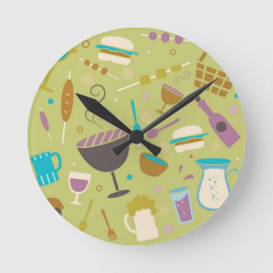 Barbecue Pattern Round Clock