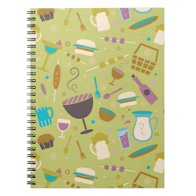 Barbecue Pattern Spiral Notebook (Front)