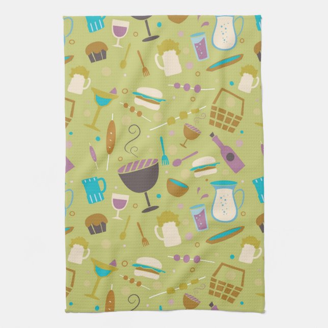Barbecue Pattern Tea Towel (Vertical)