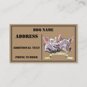 Barbecue Pigs Pen and Ink Watercolor Sketch Business Card