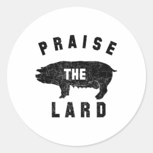 Barbecue Tees - Praise The Lard - Bbq - Mens Grey  Classic Round Sticker