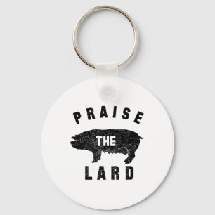 Barbecue Tees - Praise The Lard - Bbq - Mens Grey  Key Ring