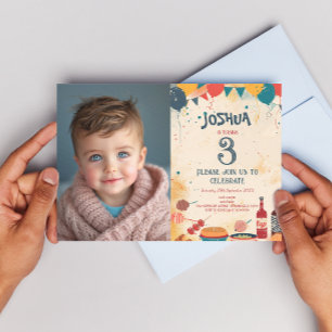 Barbecue Theme Birthday Party I Custom Photo Invitation