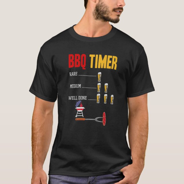 Barbecue Timer Rare Medium Well Done Beer T-Shirt (Front)