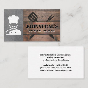 Barbecue Tools Chef Grill Master Wood Business Card