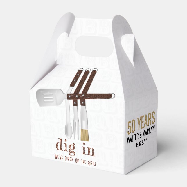 Barbecue Wedding Anniversary Favour Box (Front Side)