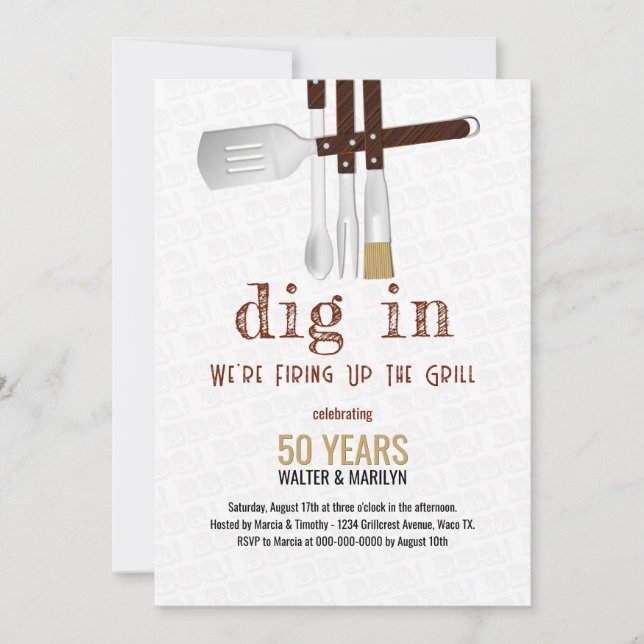 Barbecue Wedding Anniversary Invitation (Front)
