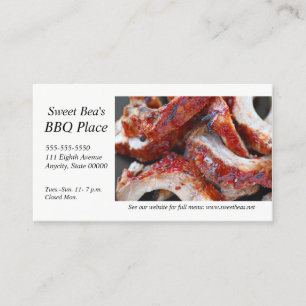 Barbecued baby backs up close business card