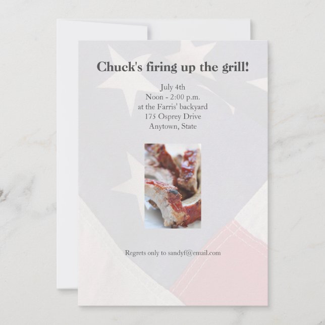 Barbecued ribs close up invitation (Front)