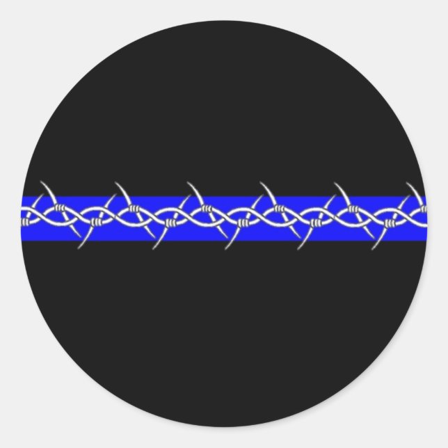 Barbed Blue Line Corrections Classic Round Sticker (Front)