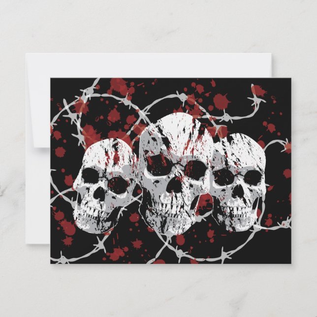 Barbed Skull Custom Party Invitations (Front)