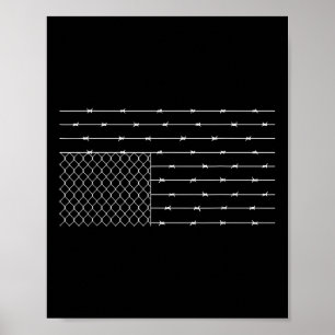 Barbed Wire American Flag Protest Upside Down Usa Poster