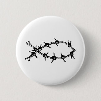 Barbed Wire Fish 6 Cm Round Badge