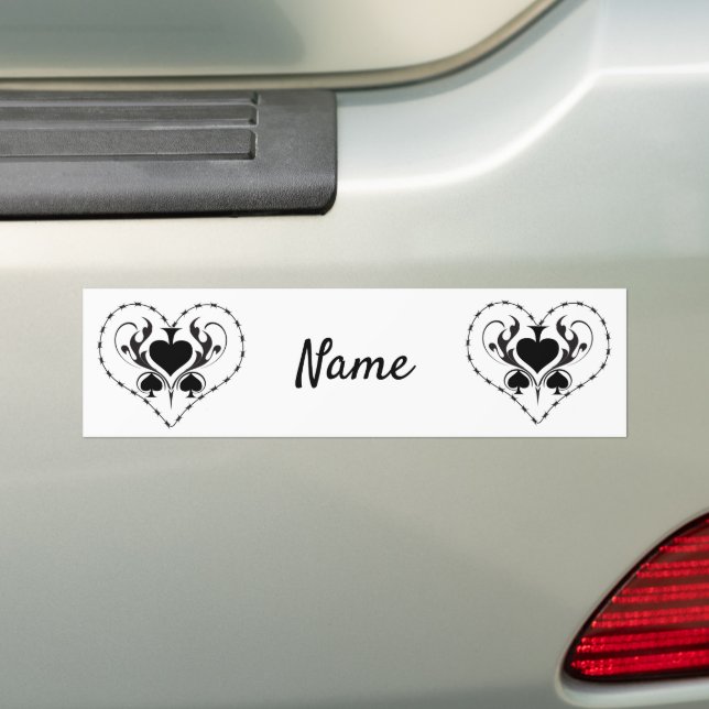 Barbed Wire Heart Black Spades Thunder_Cove Bumper Sticker (On Car)