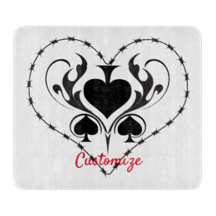 Barbed Wire Heart Black Spades Thunder_Cove  Cutting Board