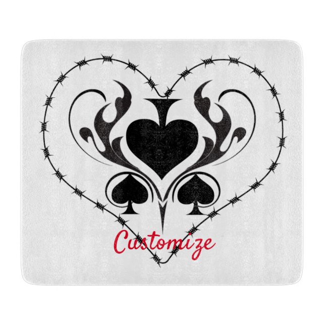 Barbed Wire Heart Black Spades Thunder_Cove  Cutting Board (Front)