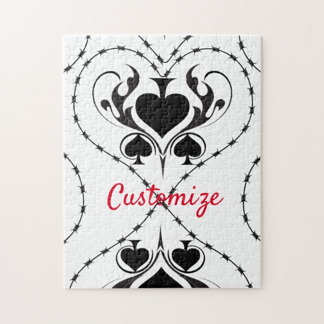 Barbed Wire Heart Black Spades Thunder_Cove  Jigsaw Puzzle (Vertical)