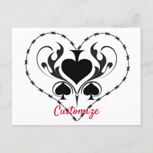 Barbed Wire Heart Black Spades Thunder_Cove  Postcard