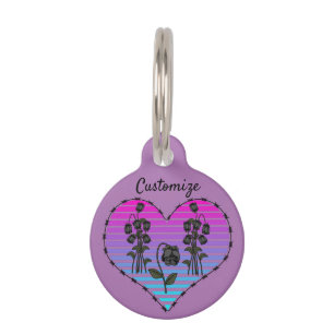 Barbed Wire Heart Wilted Black Roses Thunder_Cove Pet Tag