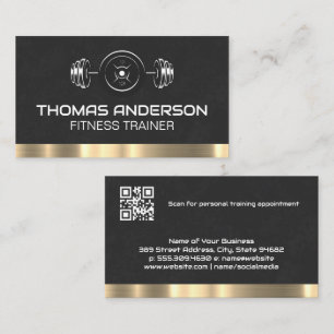 Barbell and Weights Gold Metal Trim Business Card