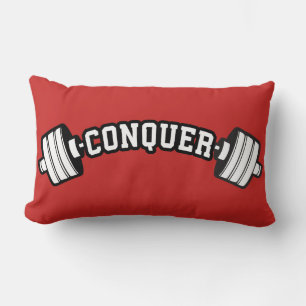 Barbell, CONQUER - Inspirational Weightlifting Gym Lumbar Cushion