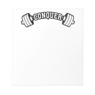 Barbell, CONQUER - Inspirational Weightlifting Gym Notepad