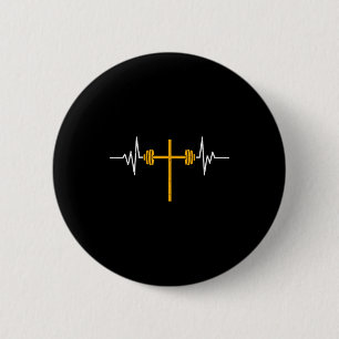 Barbell Cross Dumbbell Jesus Funny Christian Worko 6 Cm Round Badge