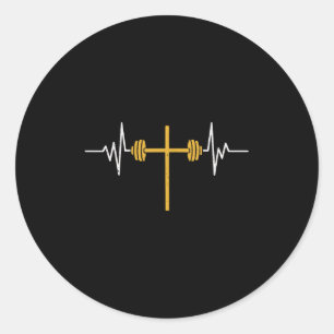 Barbell Cross Dumbbell Jesus Funny Christian Worko Classic Round Sticker