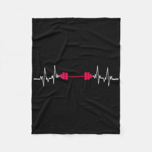 Barbell Fitness Heartbeat Strength Sports Bodybuil Fleece Blanket