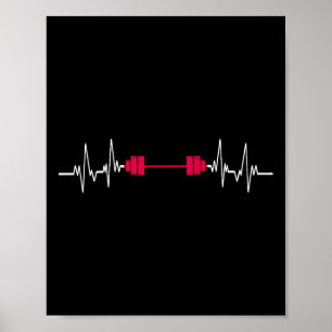 Barbell Fitness Heartbeat Strength Sports Bodybuil Poster