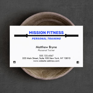 Barbell Fitness Personal Trainer Blue Business Card