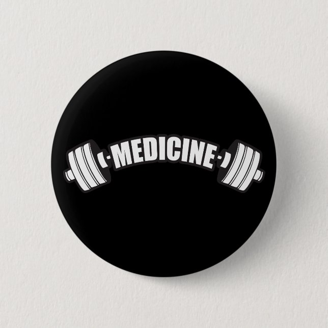 Barbell - Iron Medicine - Weight Lifting Gym 6 Cm Round Badge (Front)
